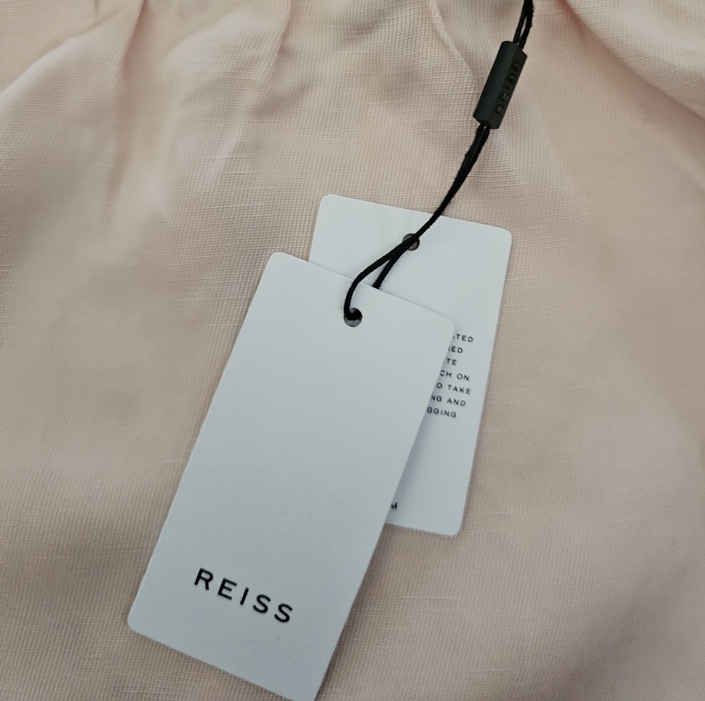 REISS BLOUSE NWT OFF SHOULDER‎ RUFFLE STRAPS ELEGANT PINK TOP - Picture 4 of 11